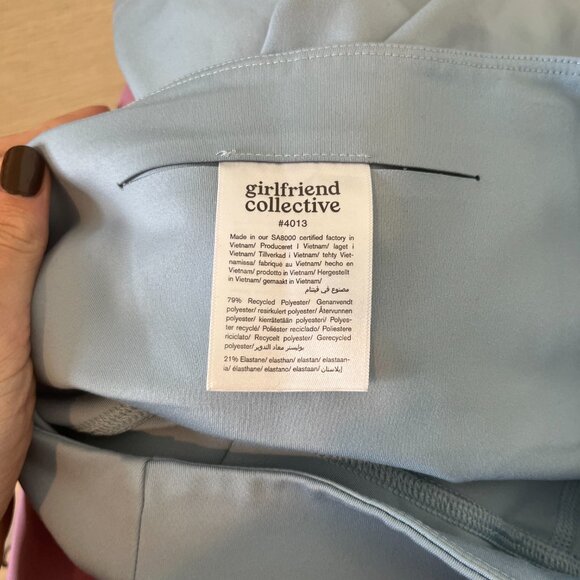 Girlfriend Collective High Rise Run Short in Cerulean - Picture 3 of 3